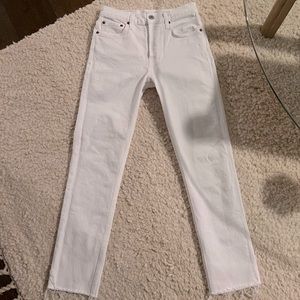 RE/DONE 90'S HIGH RISE ANKLE CROP, Size 24 - WHITE